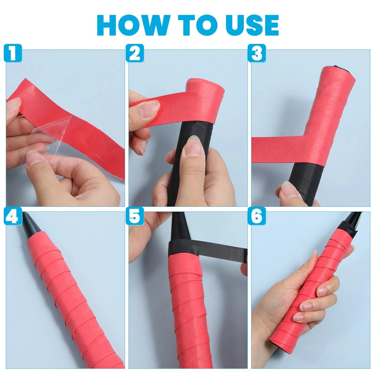 8X Tennis Racket Grip Tape - Tacky Non-Slip Colorful