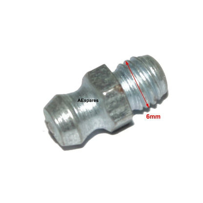 Set of 10 Straight Grease Conical Lubricating Nipples 6mm