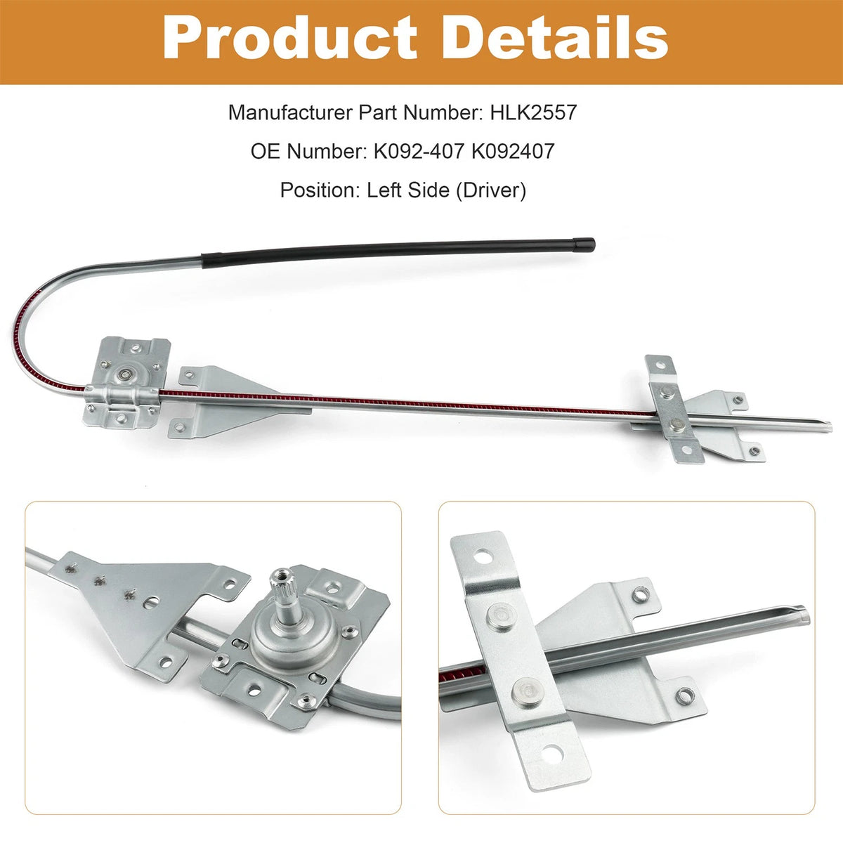 Driver Side Window Regulator for Kenworth C500 T300 T600 T800 W900B (HLK2557)