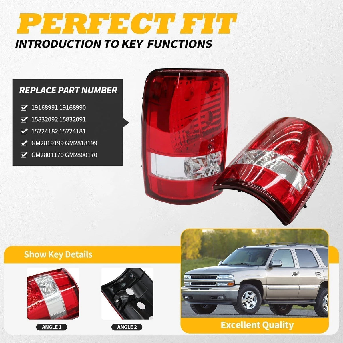 Set of 2 Rear Tail Light Assemblies for Suburban Tahoe Yukon (2000–2006)