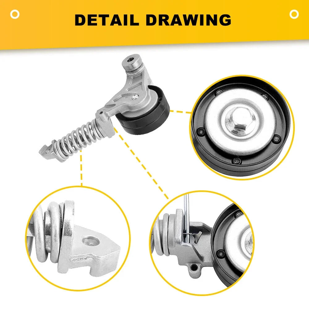 Belt Tensioner with Pulley for Buick Encore (2013–2021), Chevrolet Cruze (2011–2015), Sonic (2012–2020)