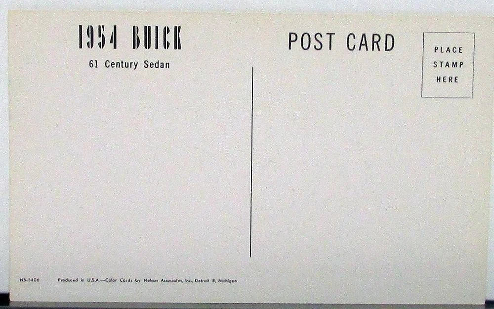 Postcard for 1954 Buick 61 Century Sedan