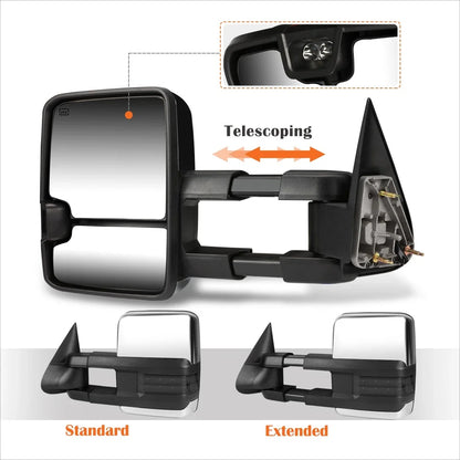 Power+Heat Chrome Towing Mirror with Smoked LED Lamp for Silverado/Sierra (2003–2007)