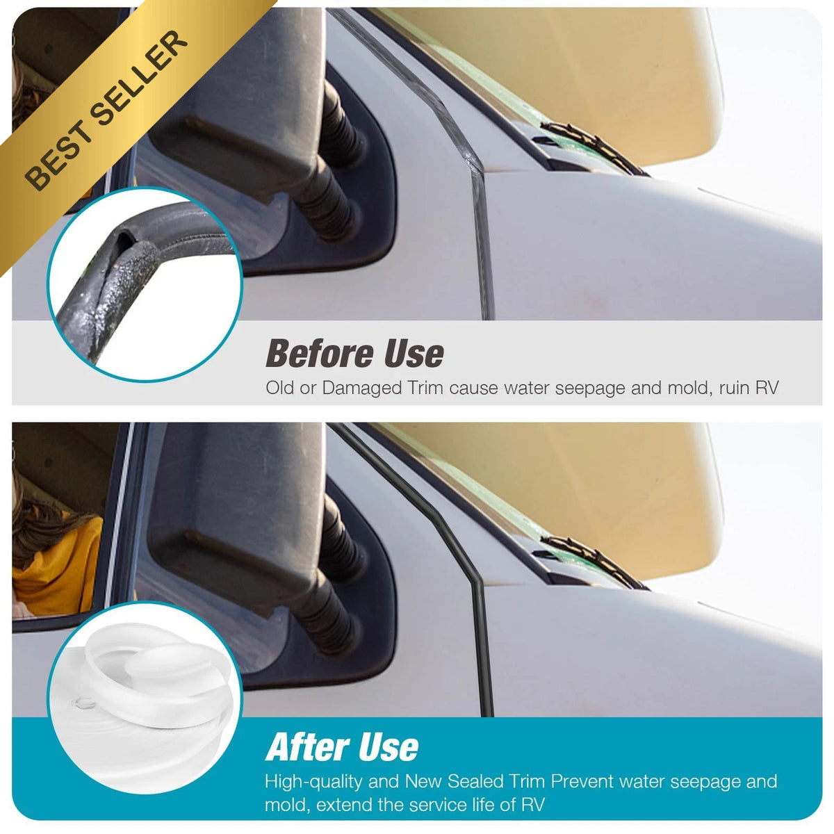 7/8 Inch White Vinyl RV Insert Molding Trim Screw Cover for Camper Trailer