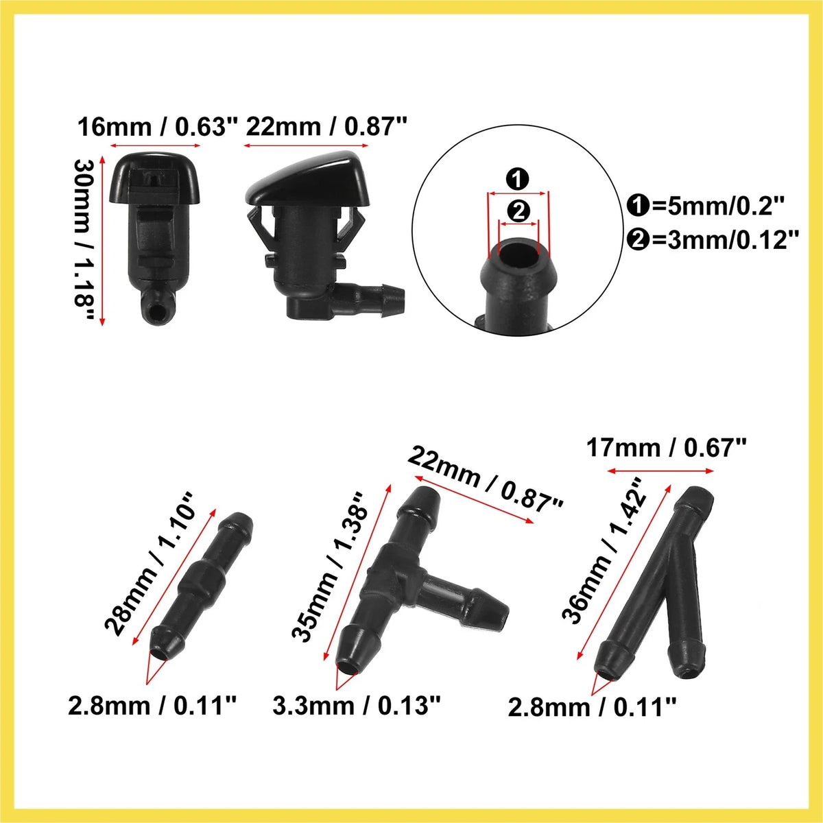 Front Windshield Washer Nozzles Kit for Ford Focus (2008–2009) 8S4Z17603AA