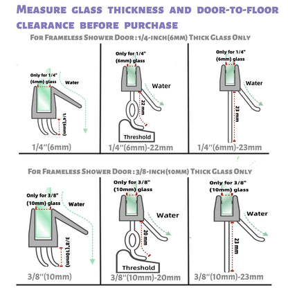 2-Pack Frameless Shower Door Bottom Seal for Clear Glass Shower Door (3/8'' X 39'')