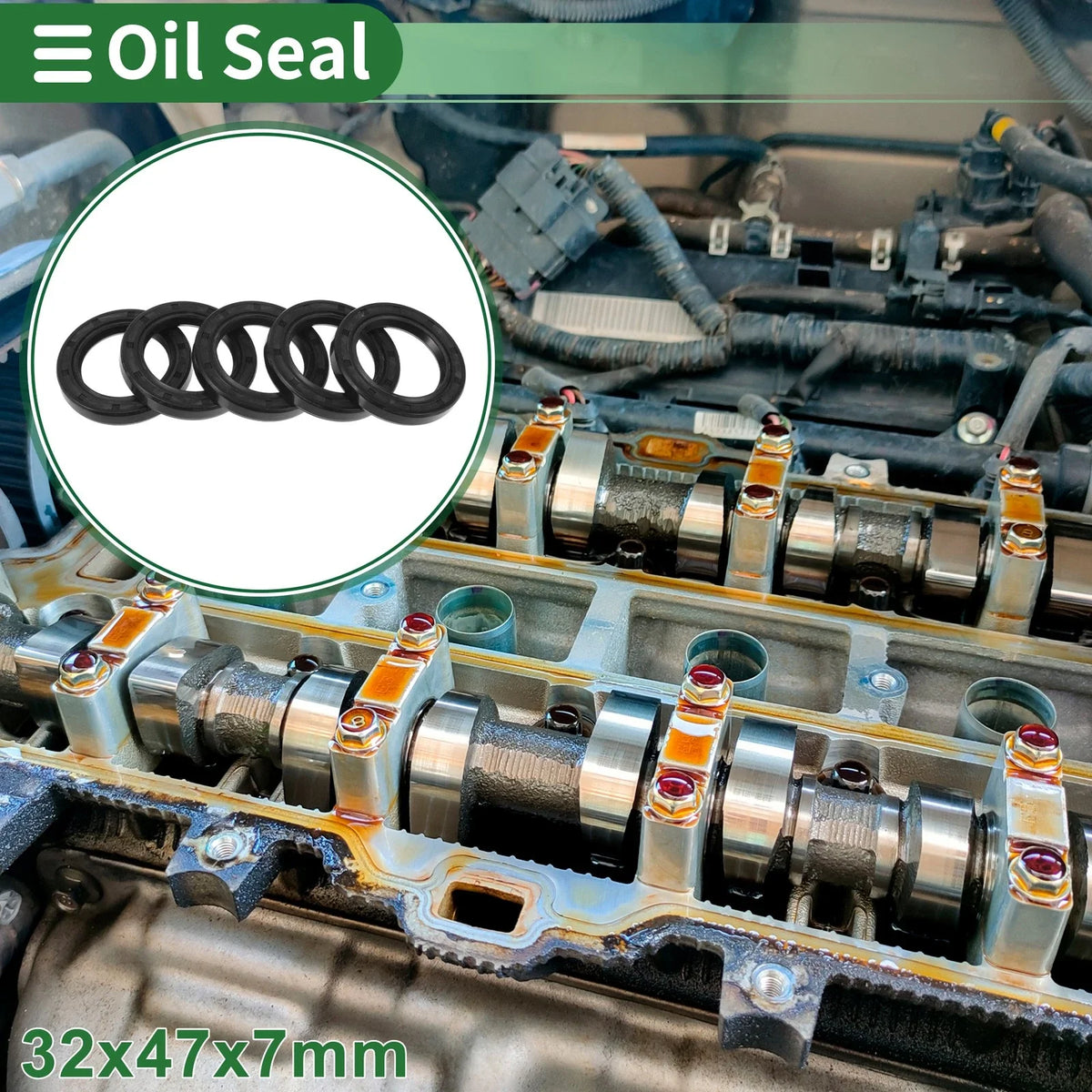 Set of 5 Oil Seal Rotary Shaft Seal NBR Rubber 32x47x7mm