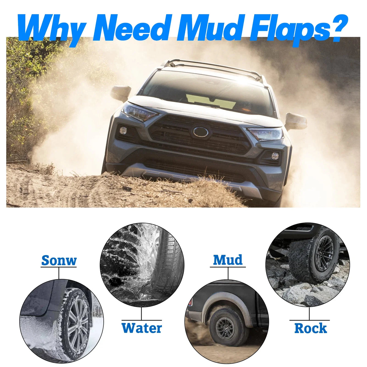 Set of 4 Mud Flaps for Toyota RAV4 (2006–2012)