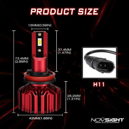 H11 LED Headlight Bulb Kit for NOVSIGHT (60W 20000LM 6000K)