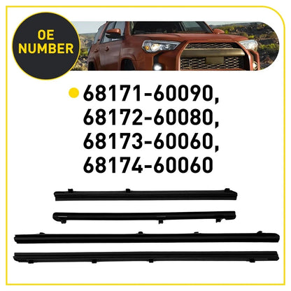 4X Inner Front & Rear Door Glass Weatherstrip Set for Toyota 4Runner (2010–2024)