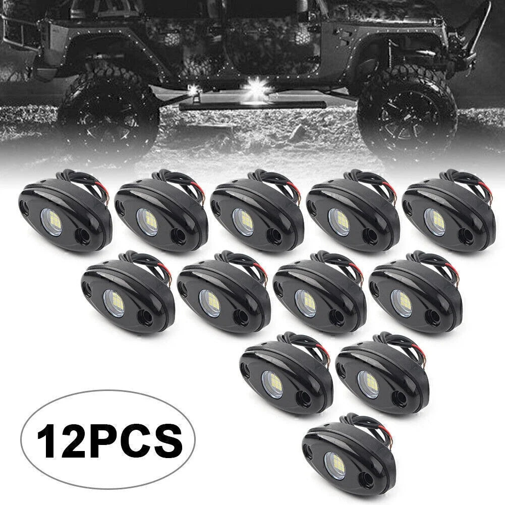 12PCS White 9W LED Engine Rock Light Kit for Jeep Truck SUV (Off-Road)