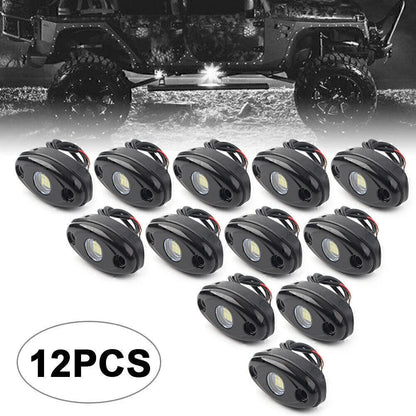 12PCS White 9W LED Engine Rock Light Kit for Jeep Truck SUV (Off-Road)