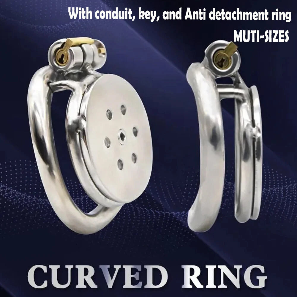 Small Flat Lock Chastity Device with Arc Ring Keys for Adult Use