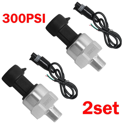 Set of 2 Stainless Pressure Transducer Sender Sensor 300Psi 1/8NPT