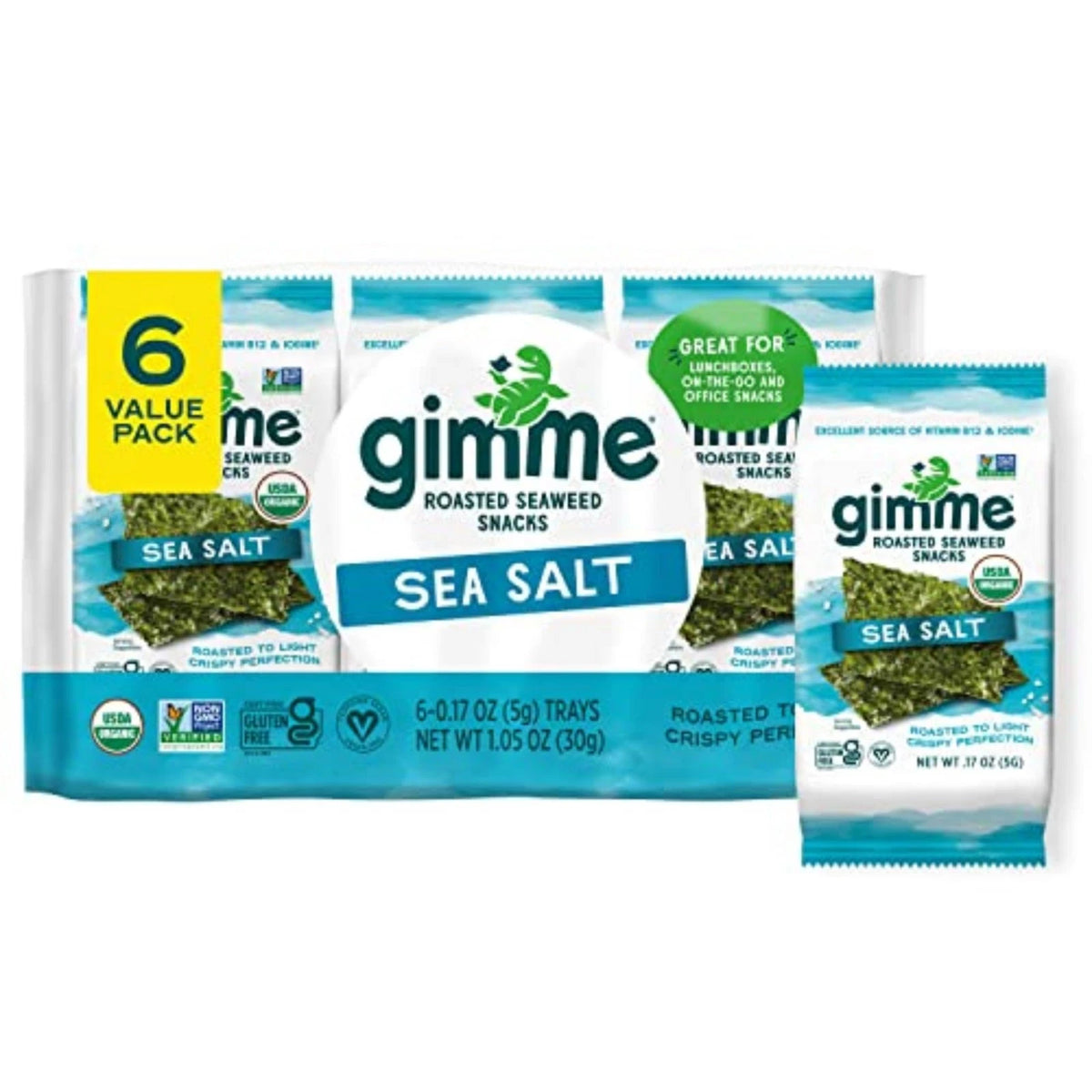 Seaweed Organic Premium Roasted Snacks 6 Count (Pack of 1)