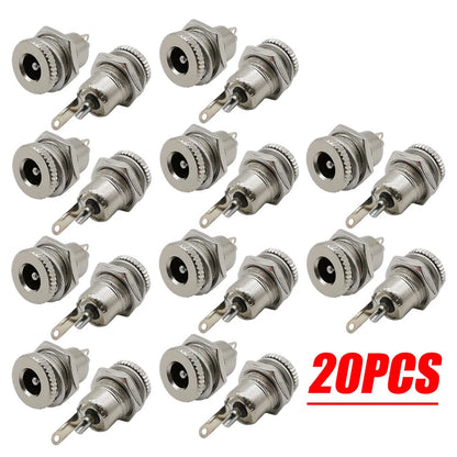 20Pc 5.5mm x 2.1mm DC Power Supply Jack Plug Socket Female Panel Mount Connector