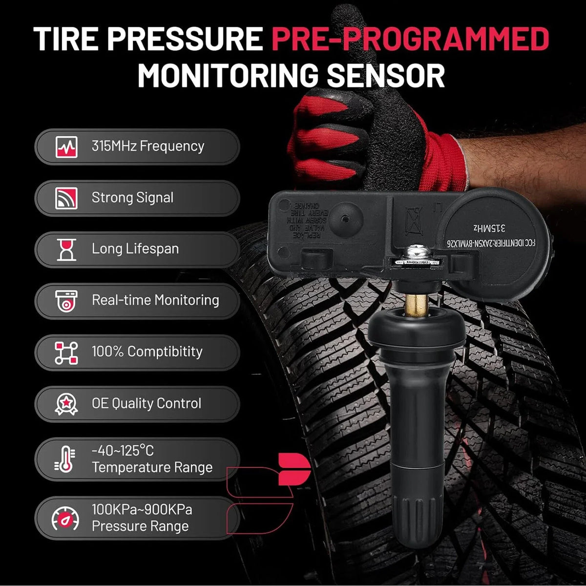Programmed TPMS Tire Pressure Monitoring Sensor for Chevy GMC Cadillac (8) (2010–2022)