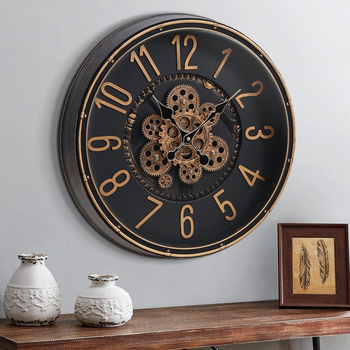 20-Inch Antique Bronze Wall Clock for Home Decor
