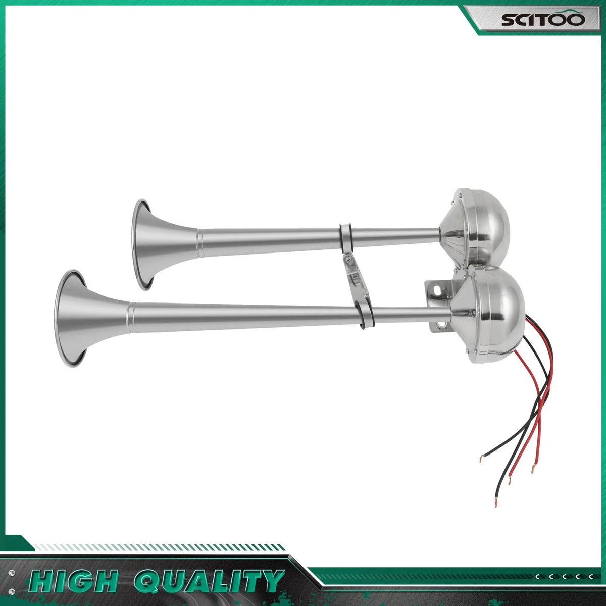 2 Trumpet Electric Horn for Marine Applications (Stainless Steel)