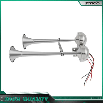 2 Trumpet Electric Horn for Marine Applications (Stainless Steel)