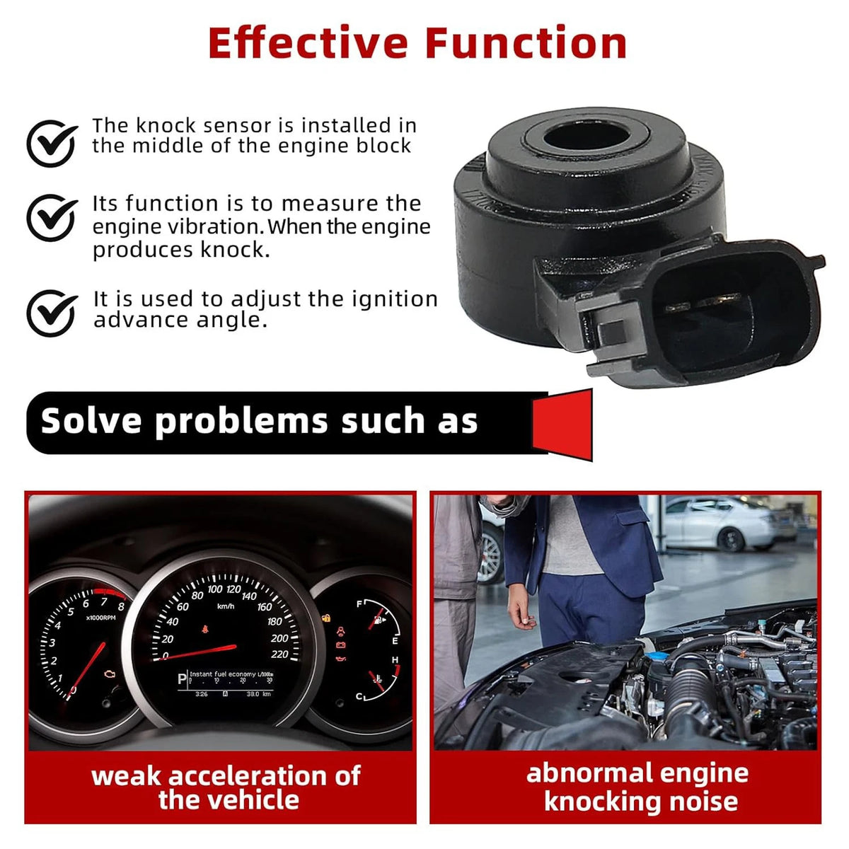 2X Knock Sensor for Toyota Lexus (89615-06010, 89615-20090, 89615-BZ030)