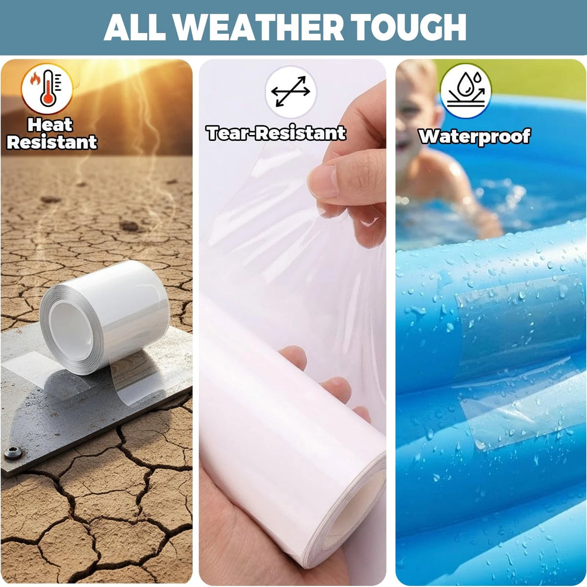 16.4FT x 6 Inch TPU Waterproof Repair Tape, Heavy Duty Vinyl Patch Kit