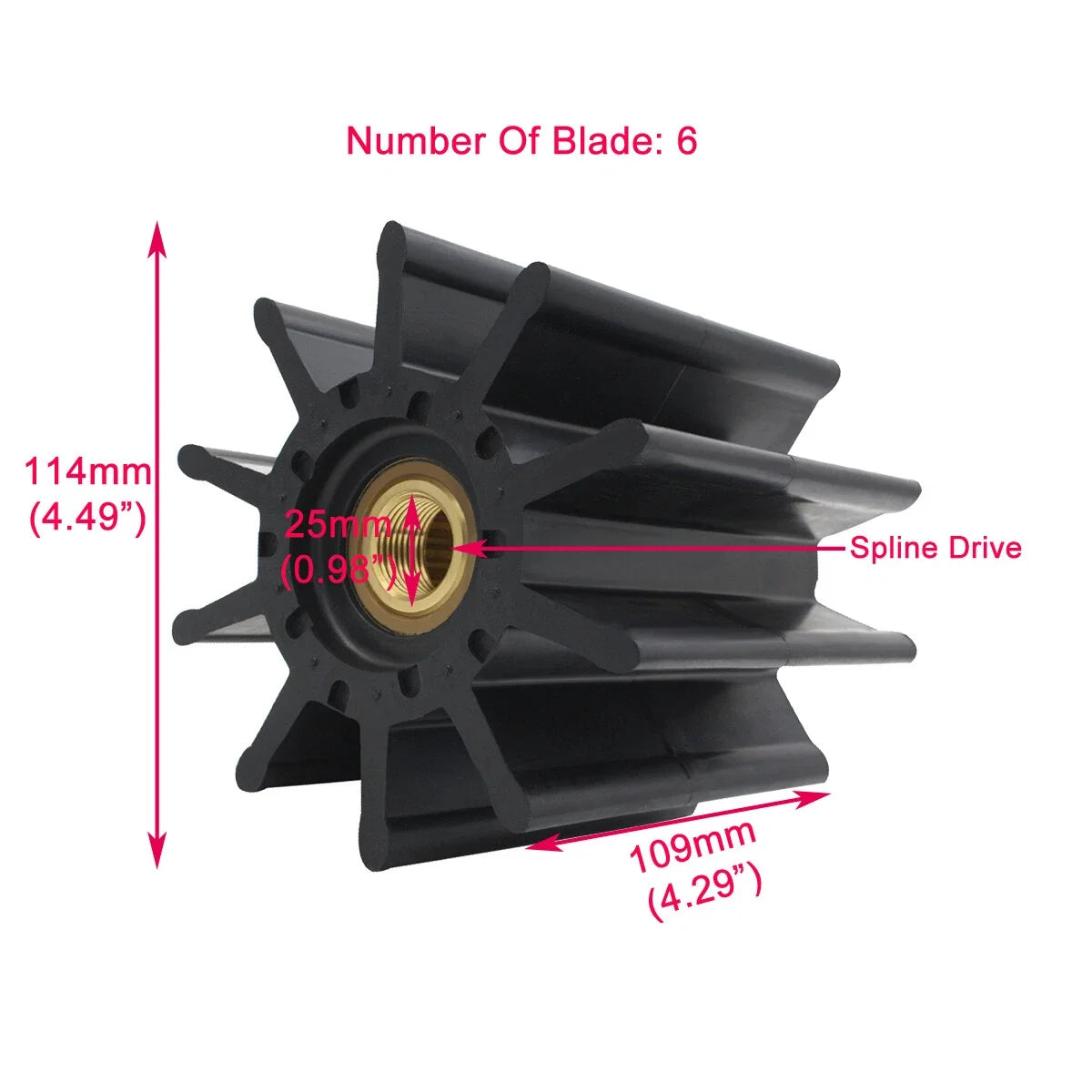 Flexible Rubber Impeller for Caterpillar (Replaces Sherwood 22000K, CEF 500179, 1539123)