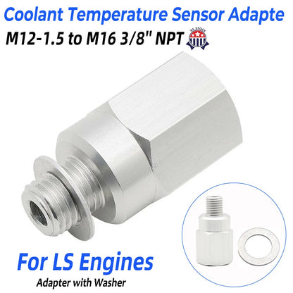 Coolant Temperature Sensor Adapter for LS LS1 LS3 Swap (M12-1.5 to M16 3/8" NPT)