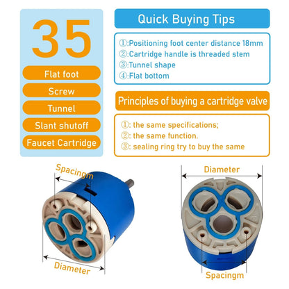 35mm Ceramic Faucet Cartridge Replacement for
