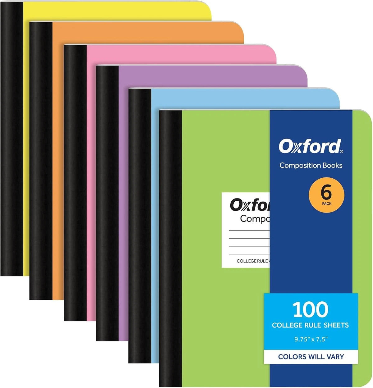 6 Pack Composition Notebooks, College Ruled, Cover Colors Vary