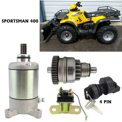 Starter for Polaris Sportsman 400 (2001) with Bendix, Relay, Ignition Key Switch
