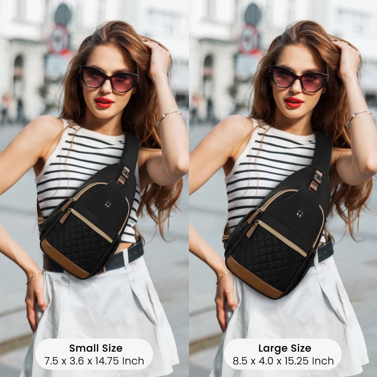Crossbody Bag for Travel - Black Medium Chest Bag
