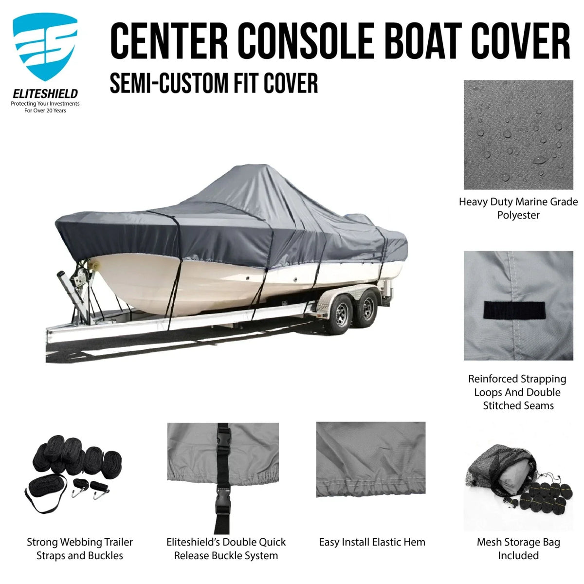 Boat Cover for Avid 23 FSX Bay (Trailerable, Heavy Duty)