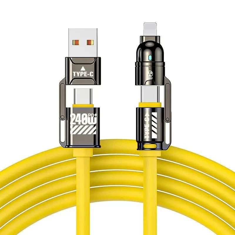 240W 4-in-1 USB Charging Cable for iPhone Android (S003-A100-YEL)