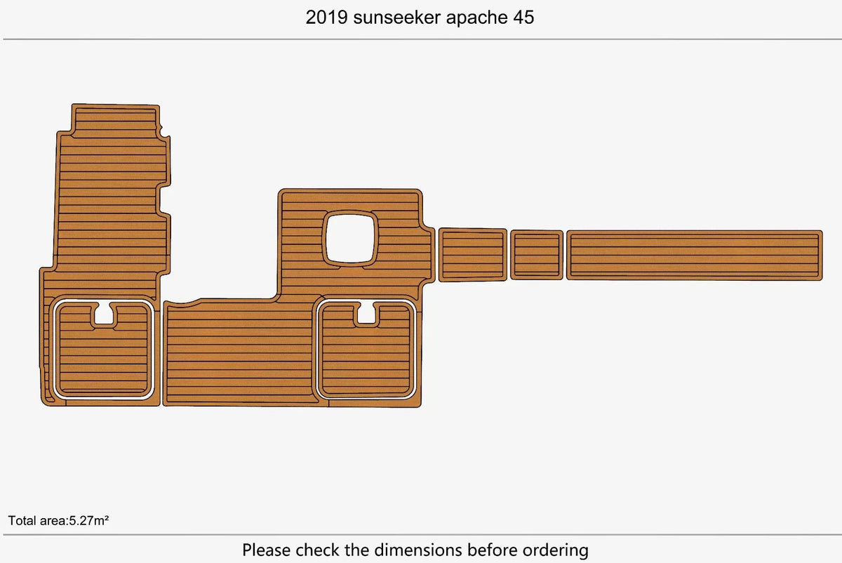EVA Foam Faux Teak Deck Flooring Pads for Sunseeker Apache 45 (2019)
