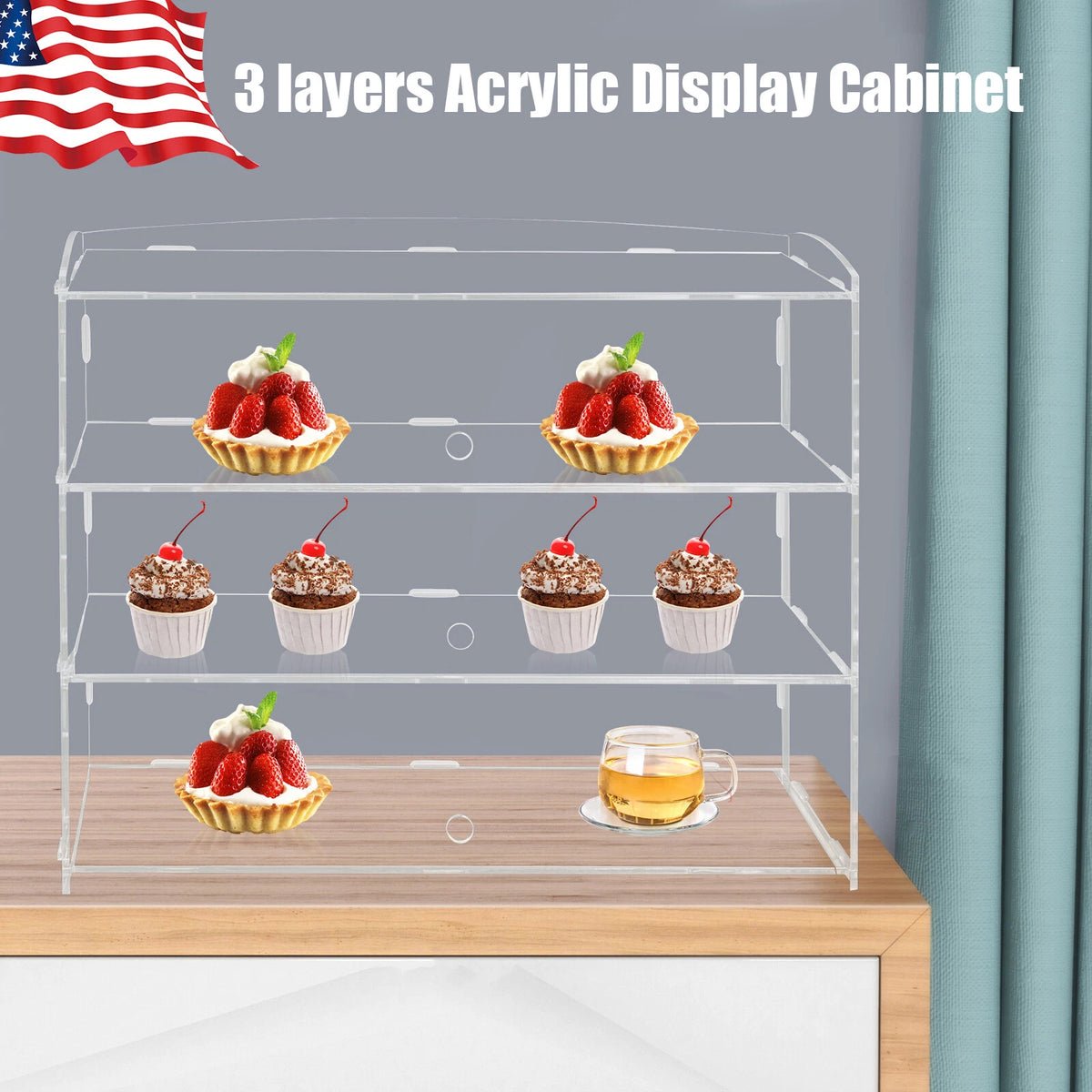 3-Tier Acrylic Jewelry Display Case for Home Store