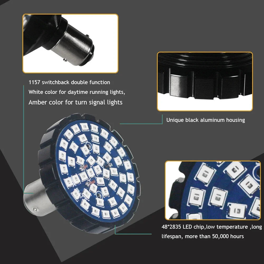 Set of 2 Amber LED Bullet Shape Turn Signal Lights for Harley Davidson