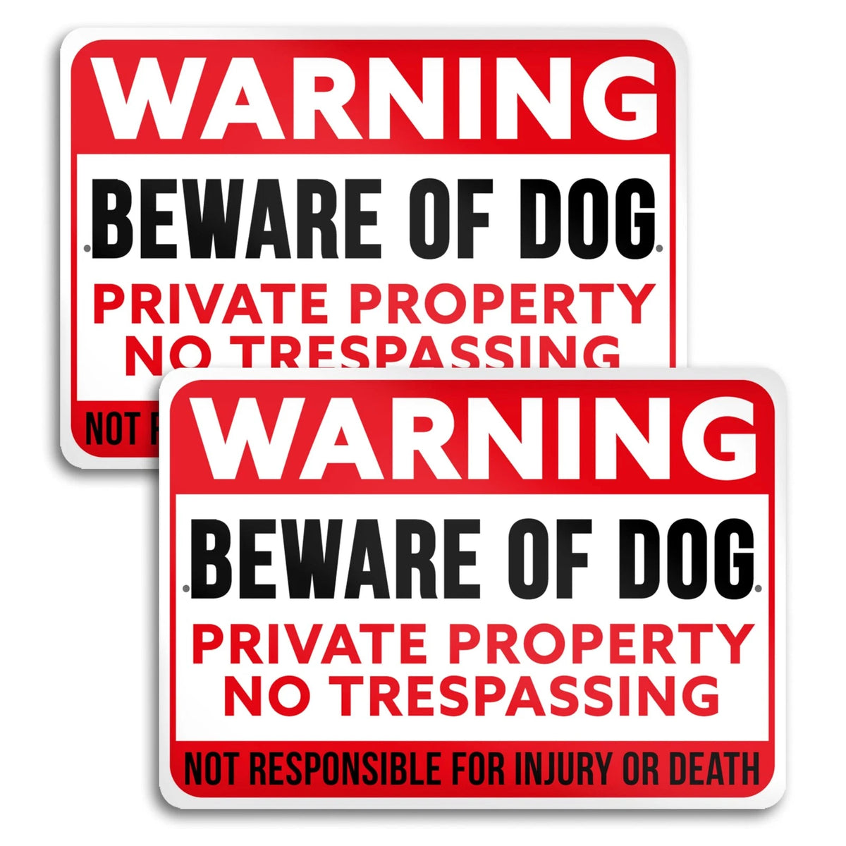 2X Beware of Dog Signs 7x10 Aluminum (Set of 2)