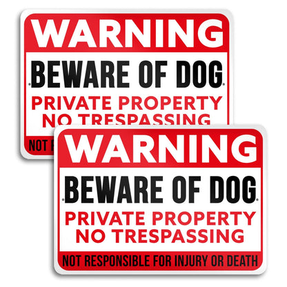 2X Beware of Dog Signs 7x10 Aluminum (Set of 2)