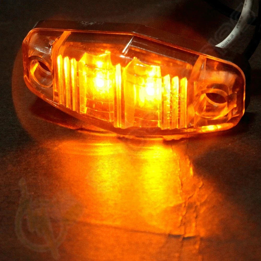 2X Clear Lens Amber LED Mini Side Marker Clearance Lamp 2.5''