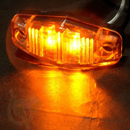 2X Clear Lens Amber LED Mini Side Marker Clearance Lamp 2.5''