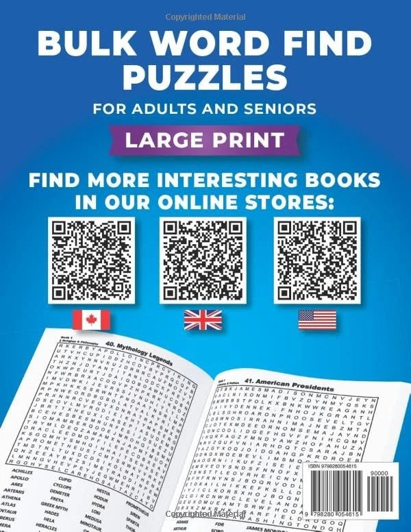 4 in 1 Word Search Puzzle Book for Adults (Large Print)