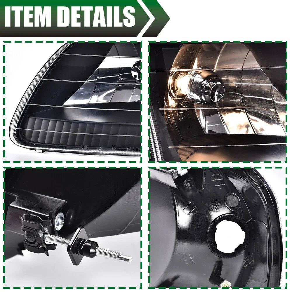 Amber Black Headlights & Corner Lights for Ford F150 Expedition (1997–2003)
