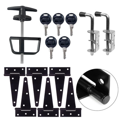 6" Shed Door Hardware Kit with T-Handle Lock & 5 Keys (No Part Numbers)