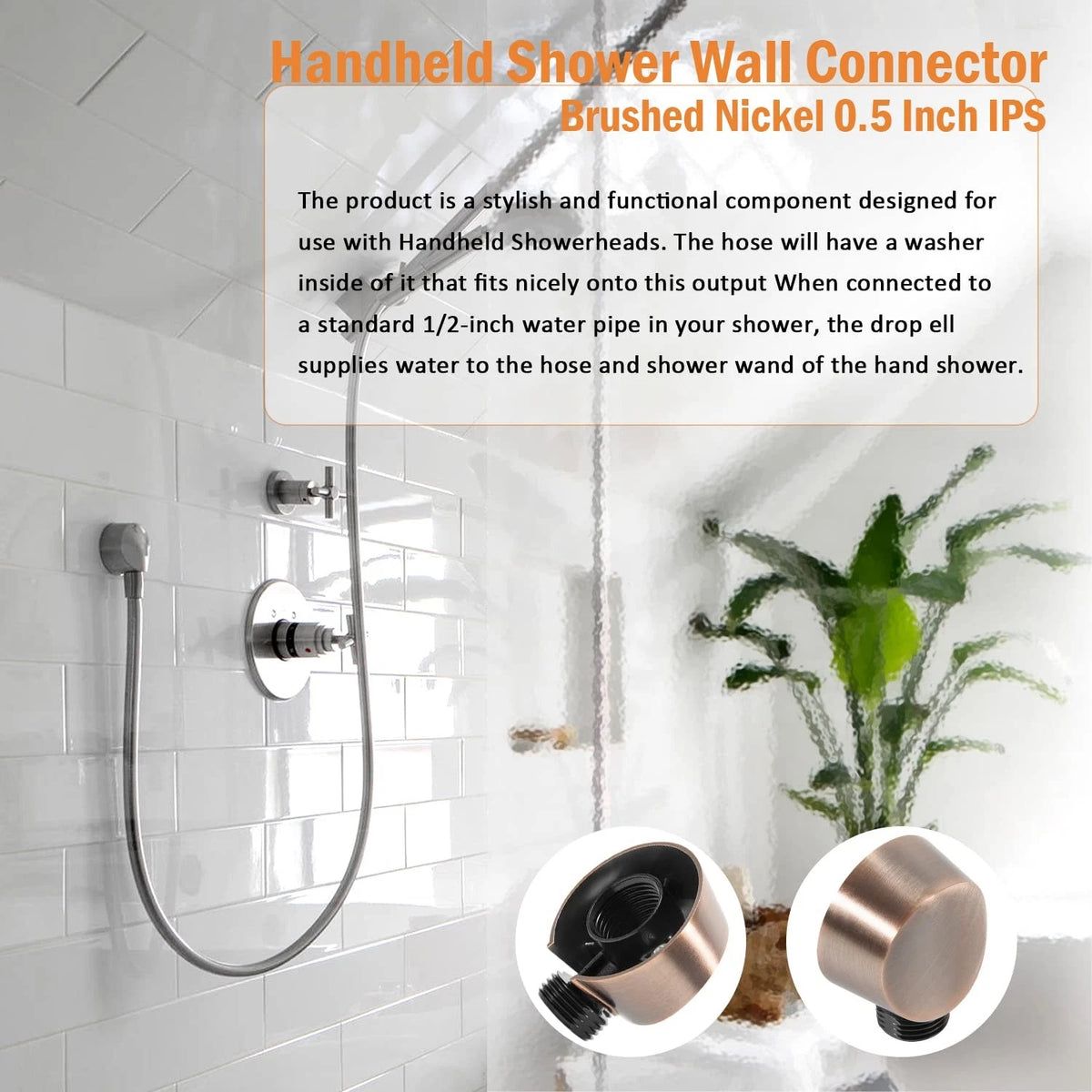 Round Drop Ell Handheld Shower Wall Connector for A725ORB (0.5 Inch)