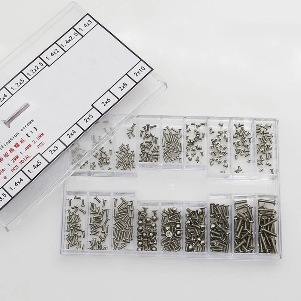 Set of 18 Stainless Steel Mini Screws for Watch Back Case or Eyeglasses