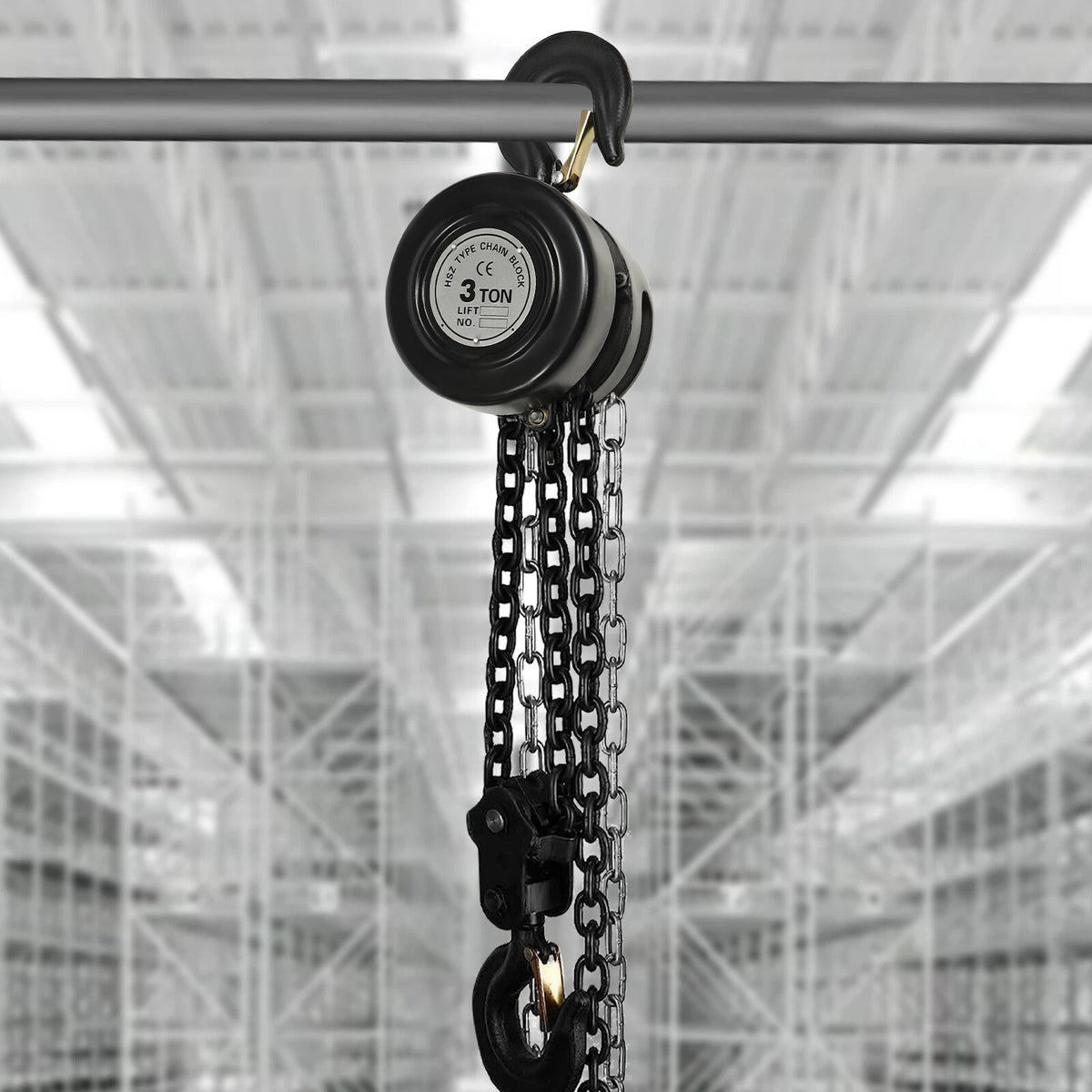 3 Ton Heavy Duty Manual Hand Chain Hoist for (10 Feet, 2 Hooks)