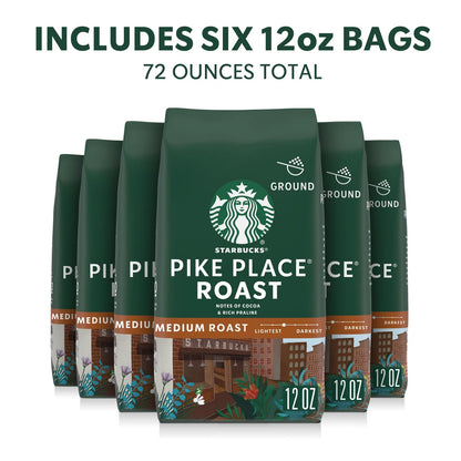 Pack of 6 Starbucks Ground Coffee Medium Roast 12 Ounce