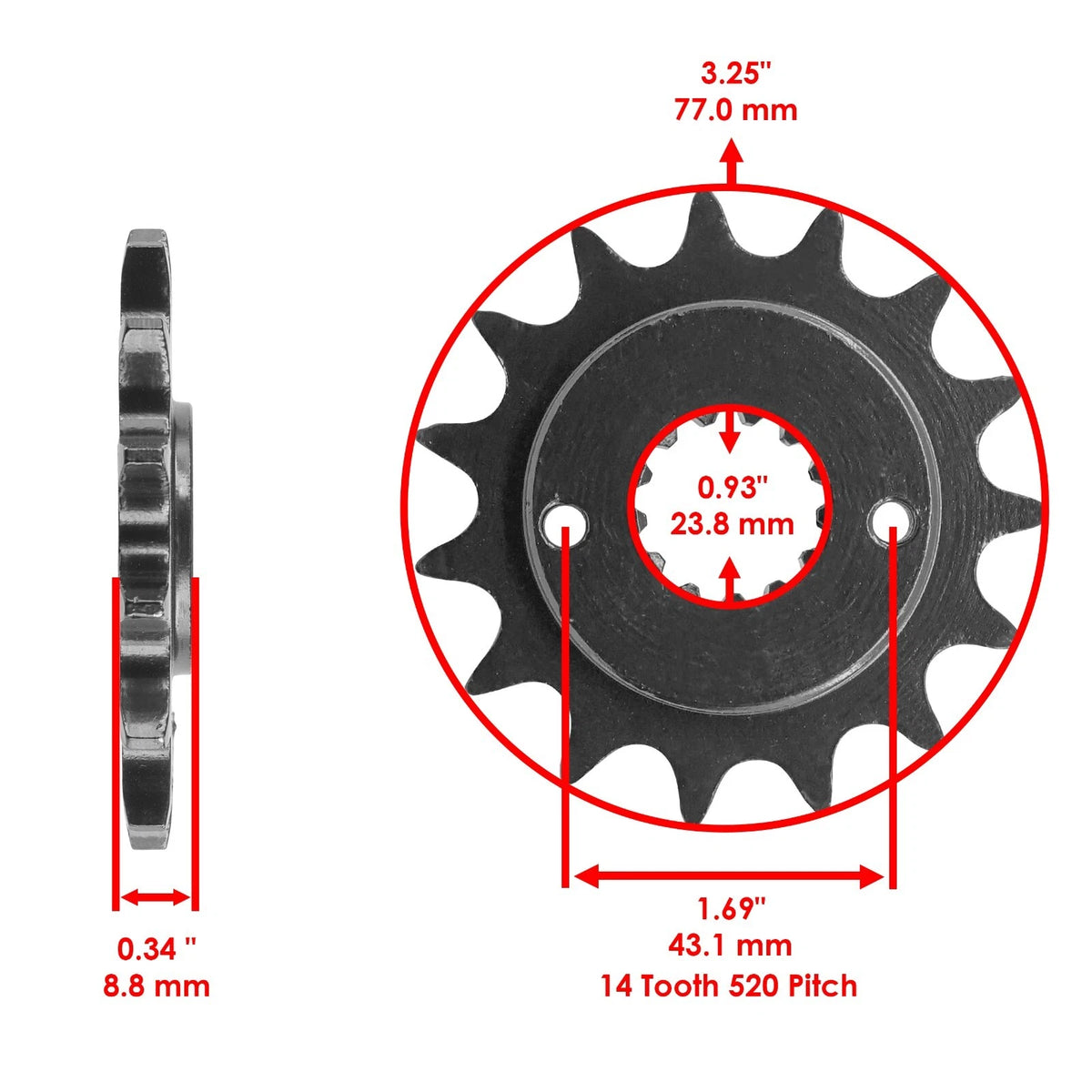 O-Ring Drive Chain & Sprockets Kit for Kawasaki EX250F Ninja 250R (1988–2007) EG2303FS127XO