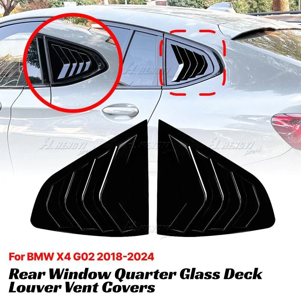 Gloss Black Rear Window Louver Vent Cover for BMW X4 G02 (2018–2024)